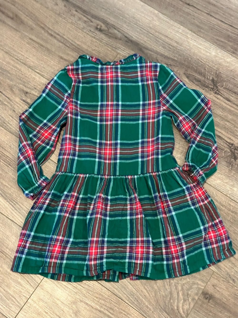 Boden Girls' 5-6 Green and Red Plaid Dress - Picture 6 of 7